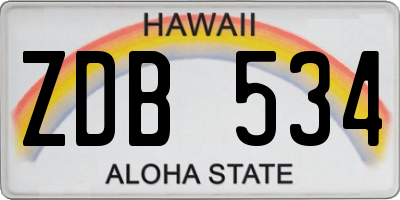 HI license plate ZDB534