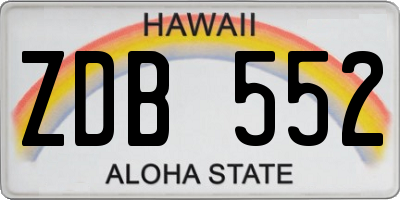 HI license plate ZDB552