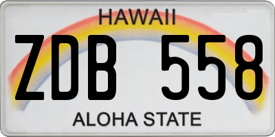 HI license plate ZDB558
