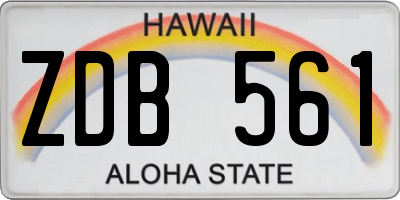 HI license plate ZDB561