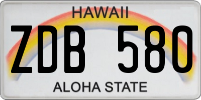 HI license plate ZDB580