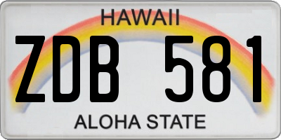 HI license plate ZDB581