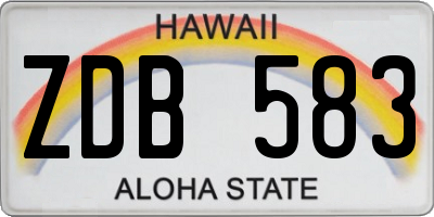 HI license plate ZDB583