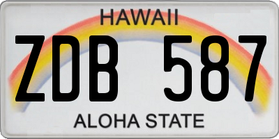 HI license plate ZDB587