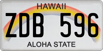 HI license plate ZDB596