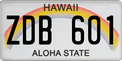 HI license plate ZDB601