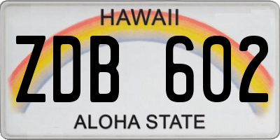 HI license plate ZDB602