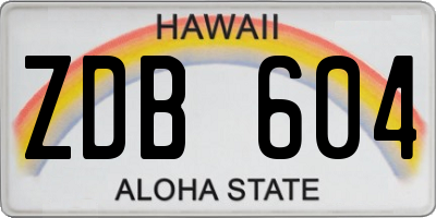 HI license plate ZDB604
