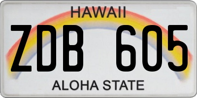 HI license plate ZDB605