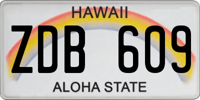 HI license plate ZDB609