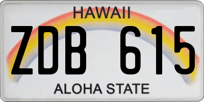 HI license plate ZDB615