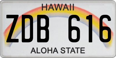 HI license plate ZDB616