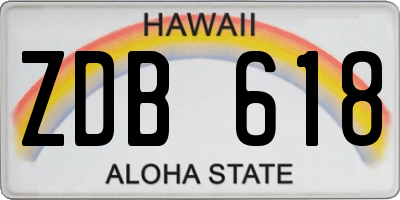 HI license plate ZDB618