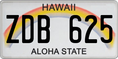HI license plate ZDB625