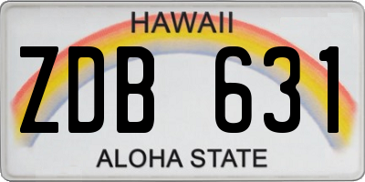 HI license plate ZDB631