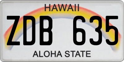 HI license plate ZDB635
