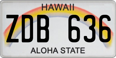 HI license plate ZDB636