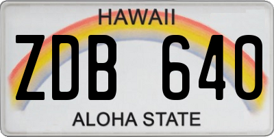 HI license plate ZDB640
