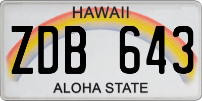 HI license plate ZDB643