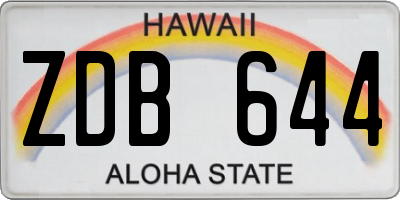HI license plate ZDB644