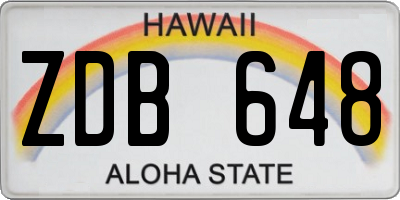 HI license plate ZDB648