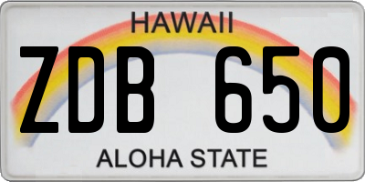 HI license plate ZDB650