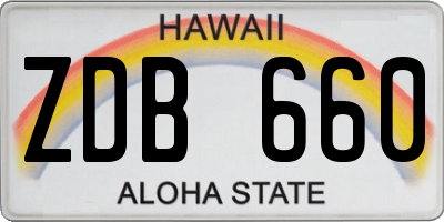 HI license plate ZDB660