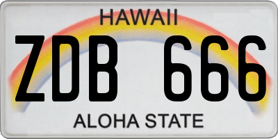 HI license plate ZDB666