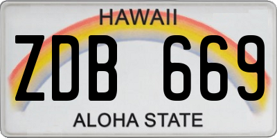 HI license plate ZDB669
