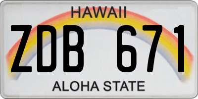 HI license plate ZDB671