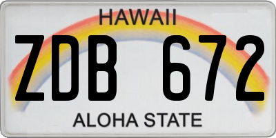 HI license plate ZDB672
