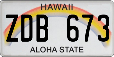HI license plate ZDB673