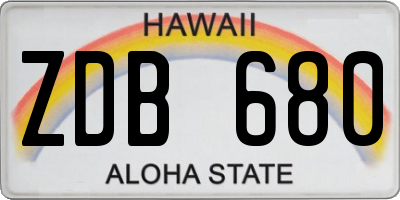 HI license plate ZDB680