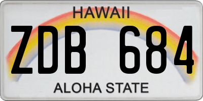 HI license plate ZDB684