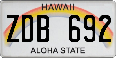HI license plate ZDB692