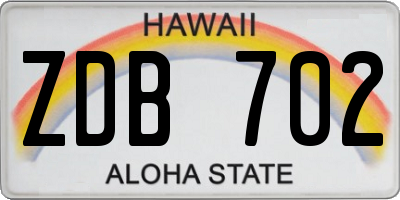 HI license plate ZDB702