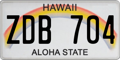 HI license plate ZDB704