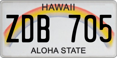 HI license plate ZDB705