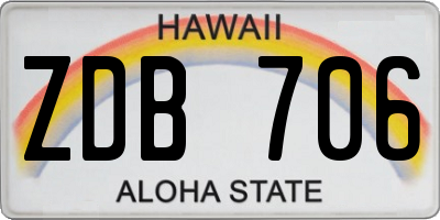 HI license plate ZDB706