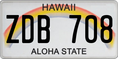 HI license plate ZDB708