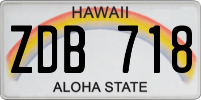 HI license plate ZDB718