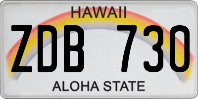HI license plate ZDB730