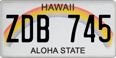 HI license plate ZDB745