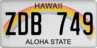 HI license plate ZDB749