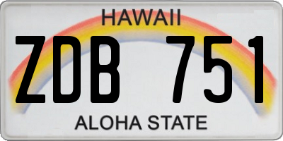 HI license plate ZDB751