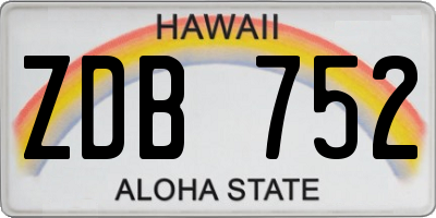 HI license plate ZDB752