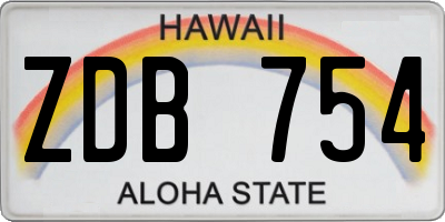 HI license plate ZDB754