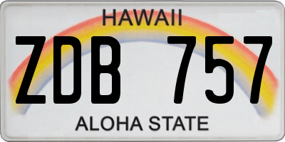 HI license plate ZDB757