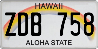 HI license plate ZDB758