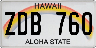 HI license plate ZDB760
